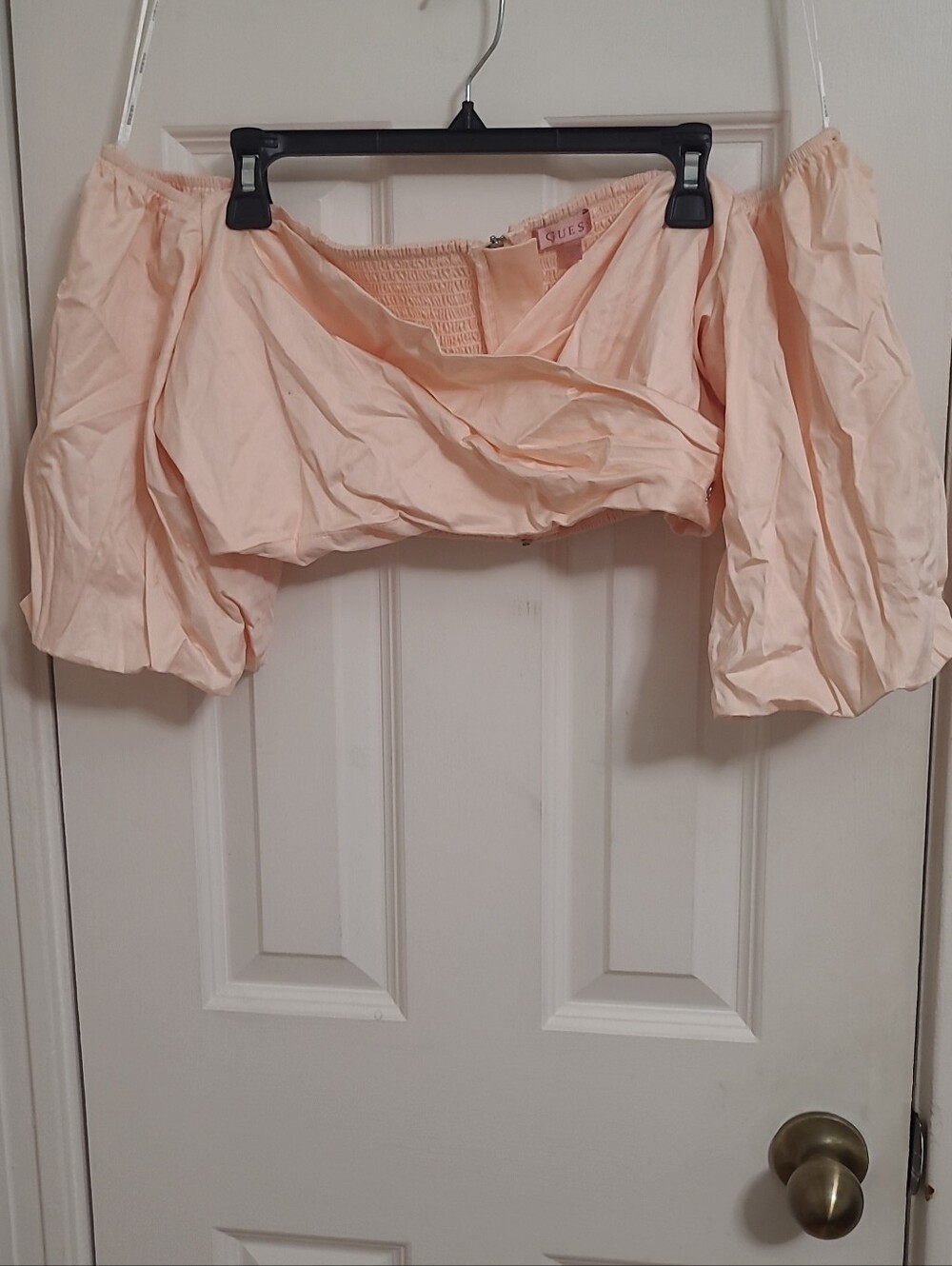 Guess Peach Crop Top with Silver G Charm